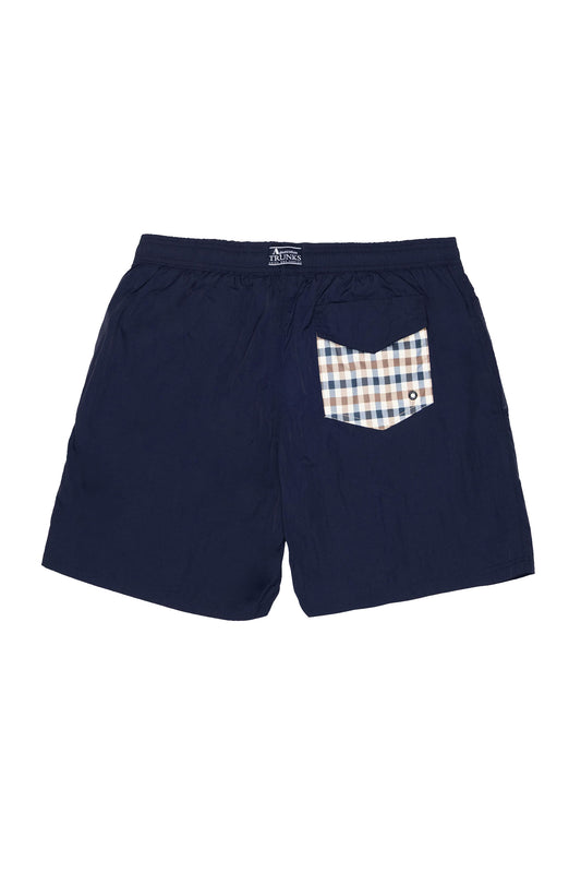 AQUASCUTUM CLUB CHECK POCKET BEACH SHORTS NAVY