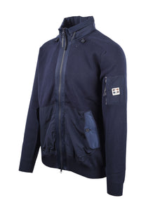 AQUASCUTUM COTTON KNITTED FULL ZIP SWEATSHIRT NAVY