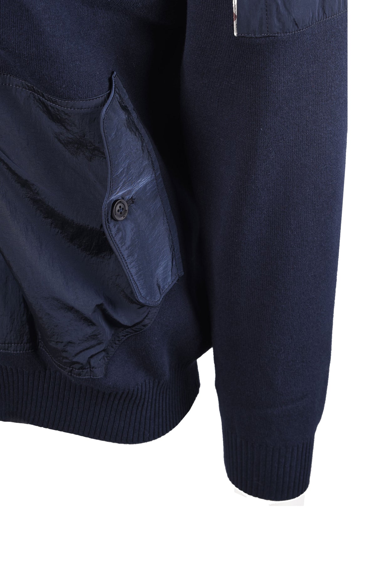 AQUASCUTUM COTTON KNITTED FULL ZIP SWEATSHIRT NAVY