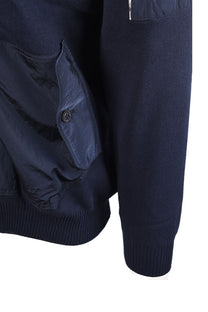 AQUASCUTUM COTTON KNITTED FULL ZIP SWEATSHIRT NAVY