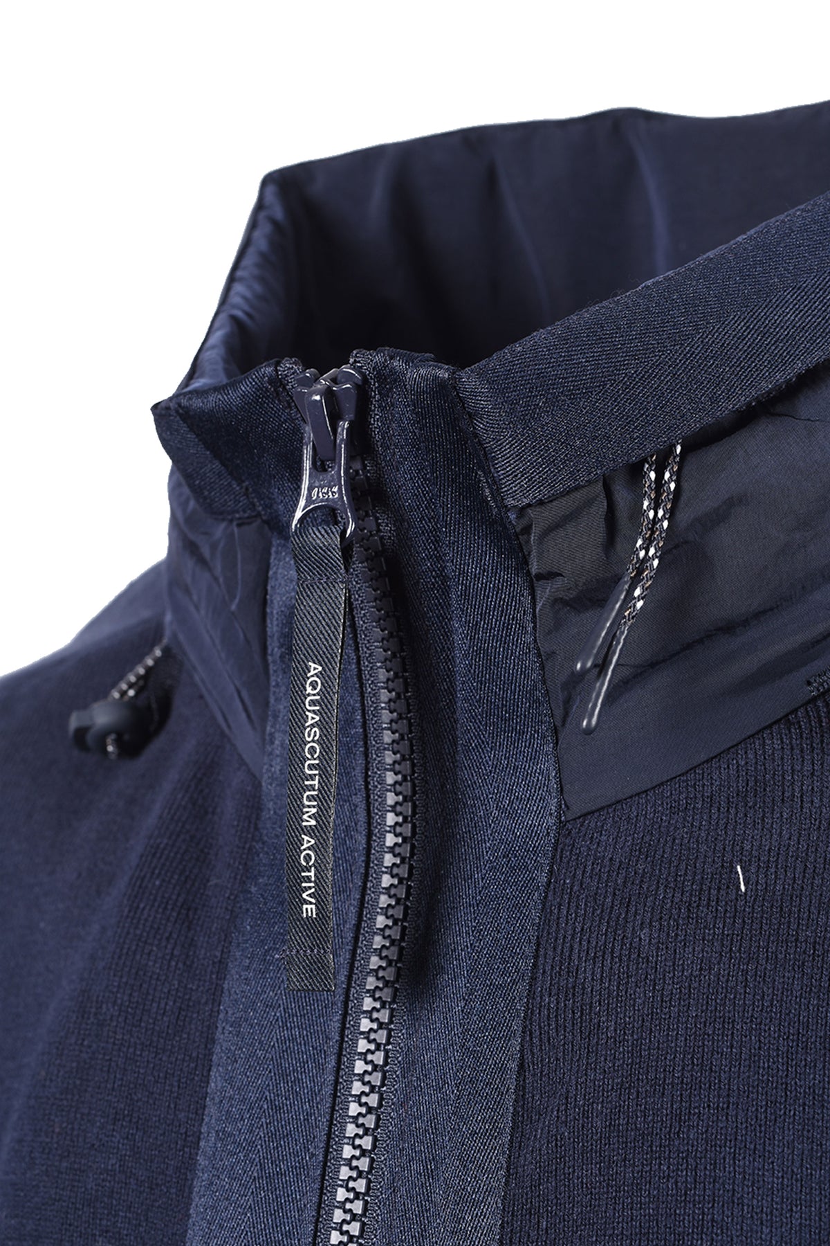 AQUASCUTUM COTTON KNITTED FULL ZIP SWEATSHIRT NAVY
