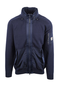 AQUASCUTUM COTTON KNITTED FULL ZIP SWEATSHIRT NAVY