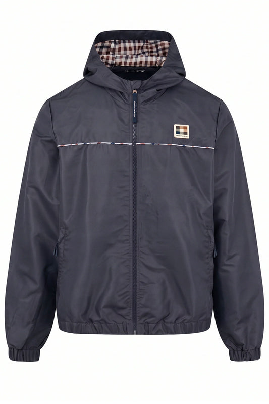 AQUASCUTUM DIAMOND WAVE BADGE TRACKTOP NAVY