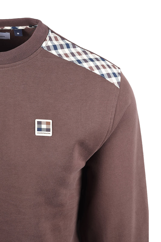 AQUASCUTUM SHOULDER FLEECE CREWNECK CHOCOLATE