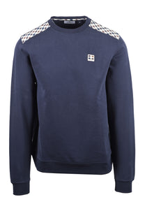 AQUASCUTUM SHOULDER FLEECE CREWNECK NAVY