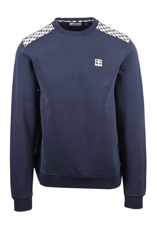 AQUASCUTUM SHOULDER FLEECE CREWNECK NAVY