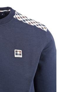 AQUASCUTUM SHOULDER FLEECE CREWNECK NAVY