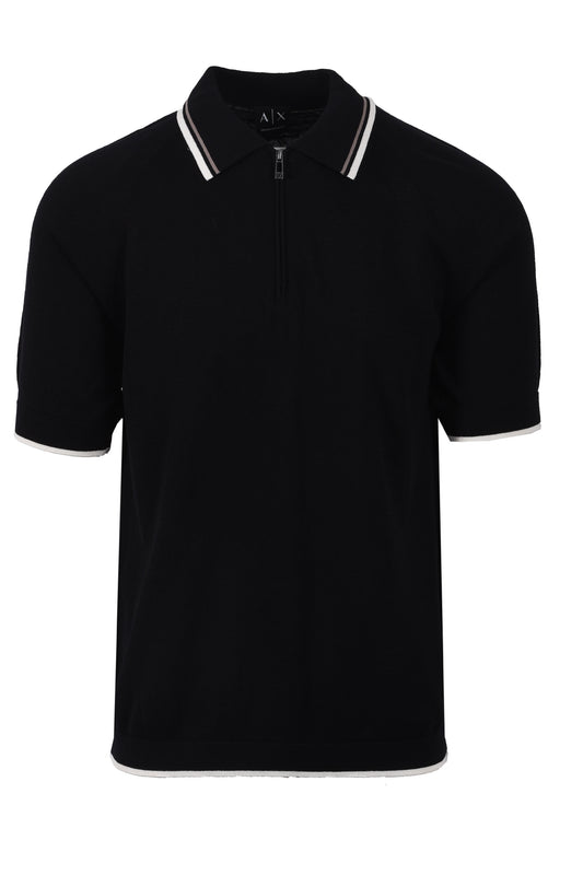 ARMANI EXCHANGE KNITTED POLO SHIRT BLACK