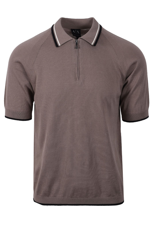 ARMANI EXCHANGE KNITTED POLO SHIRT DRIFTWOOD