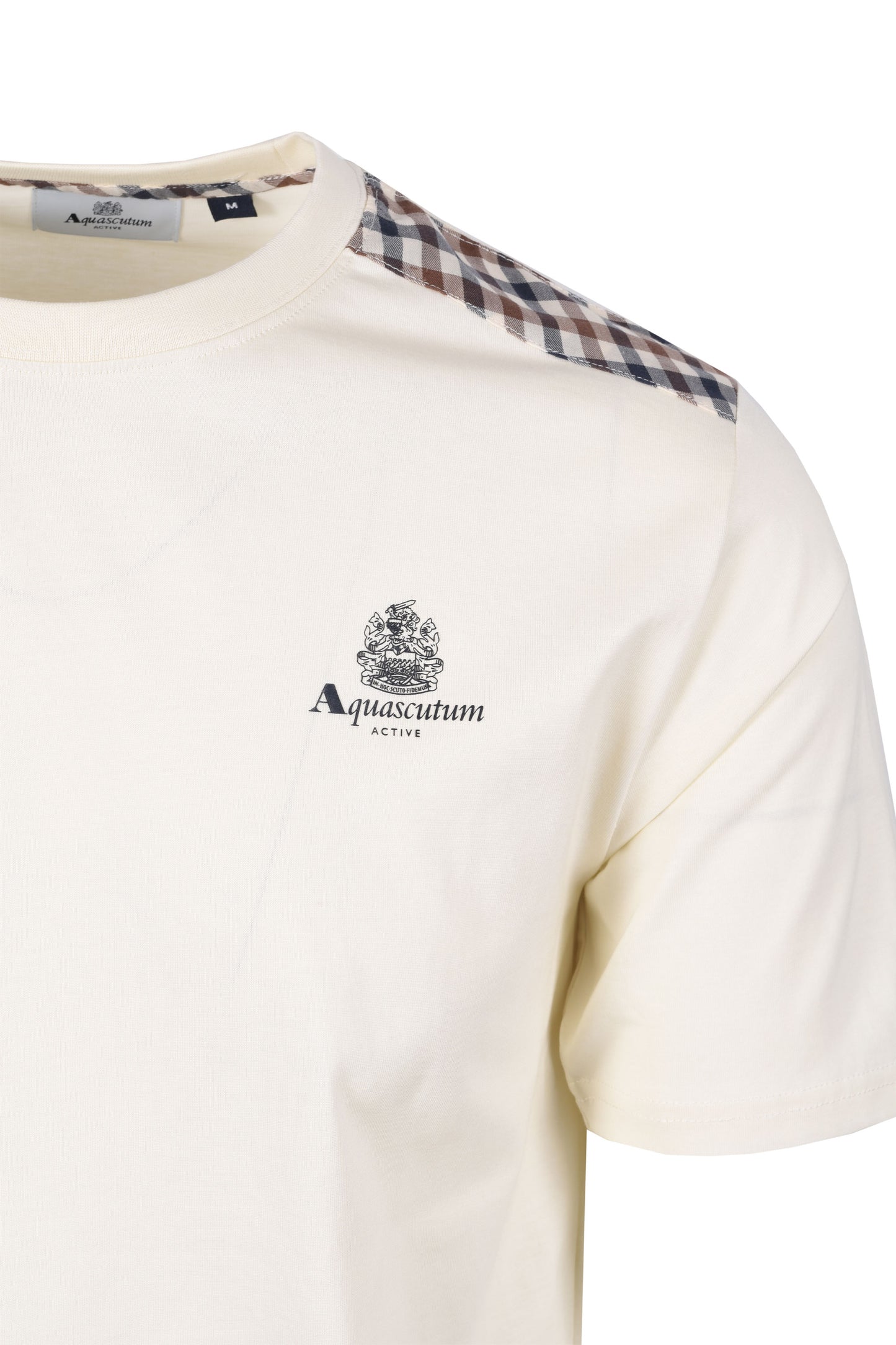 Aquascutum Check Details T-Shirt Old White