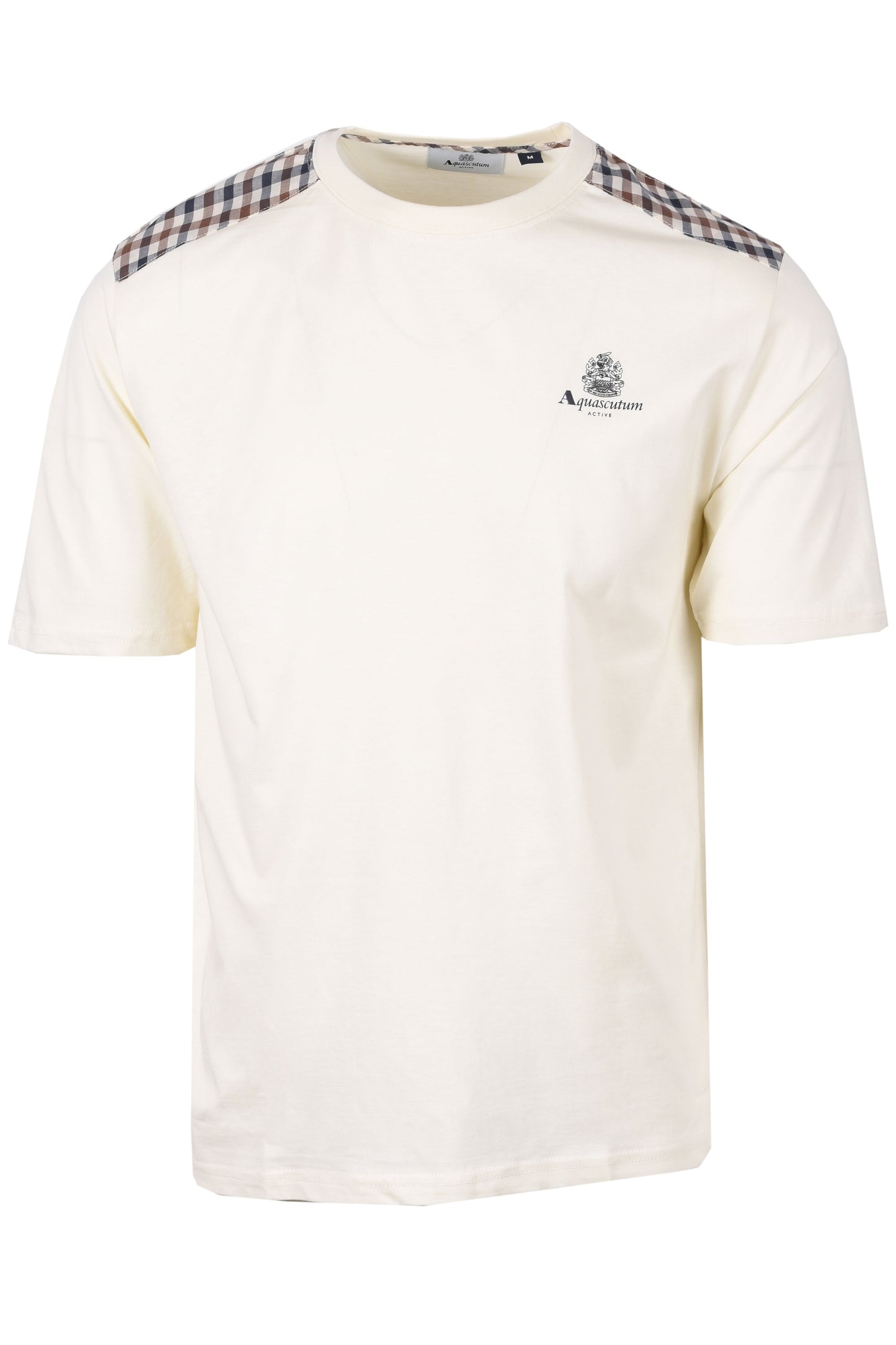 Aquascutum Check Details T-Shirt Old White