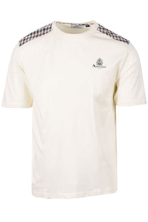 Aquascutum Check Details T-Shirt Old White Aquascutum