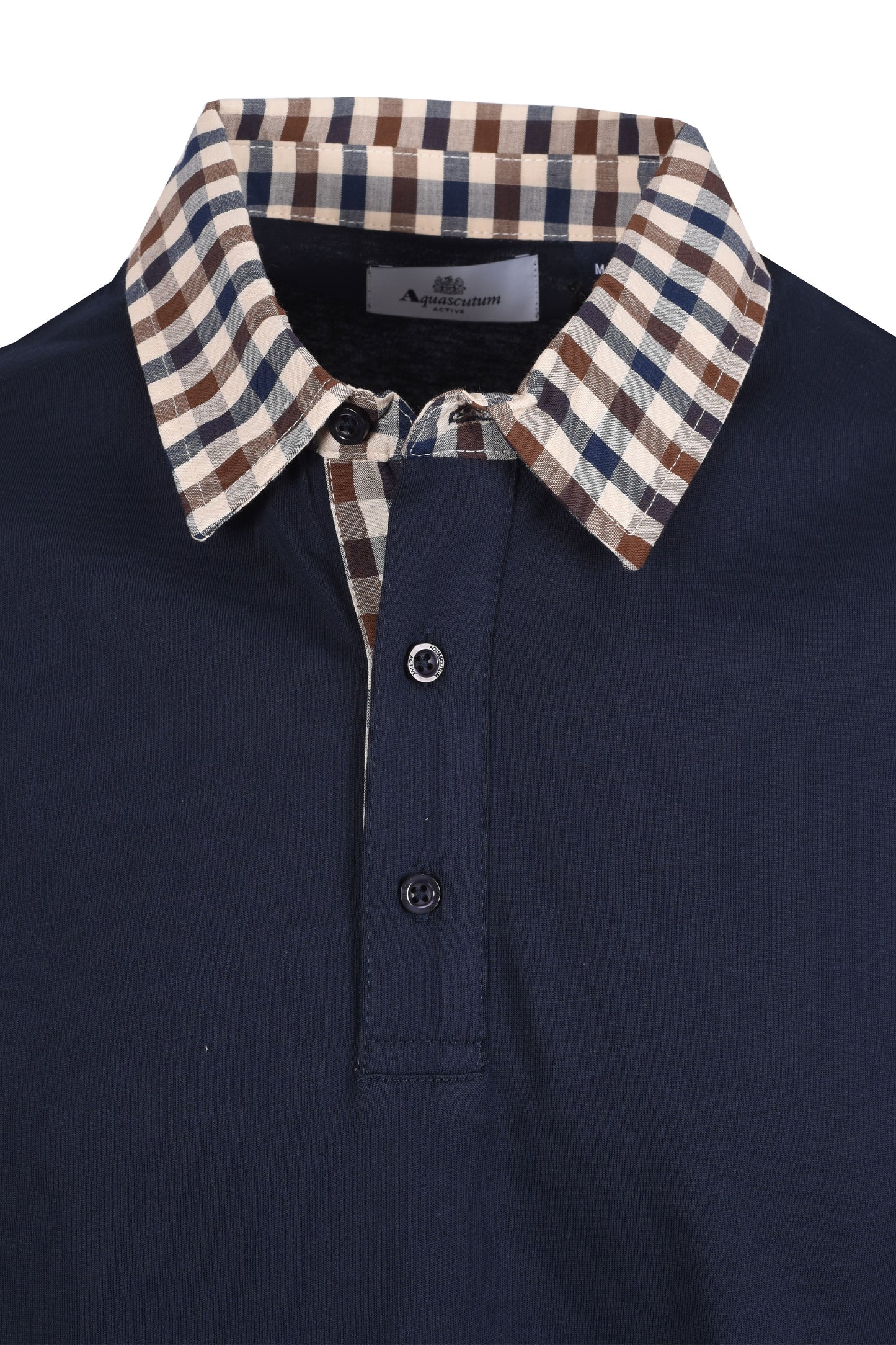 Aquascutum Club Check Collar Polo Navy