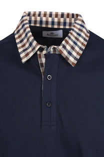 Aquascutum Club Check Collar Polo Navy Aquascutum