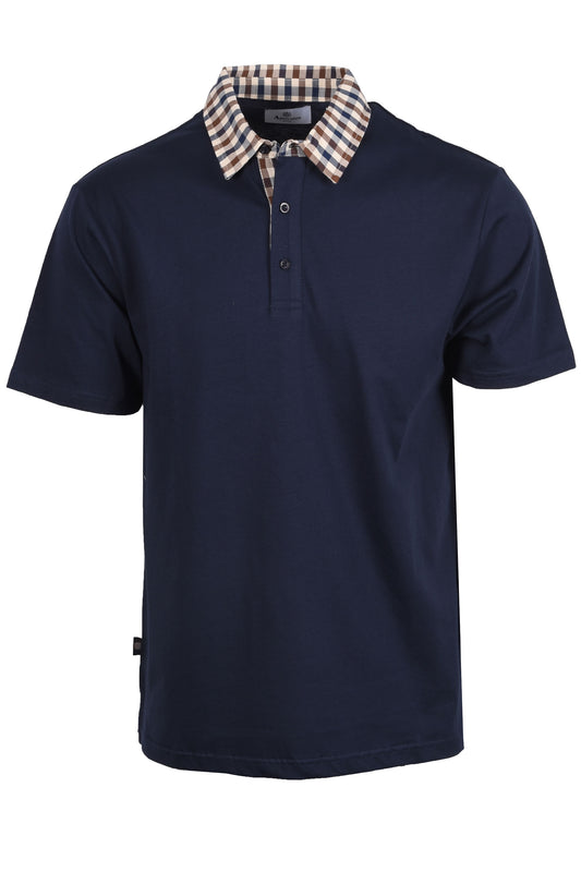 Aquascutum Club Check Collar Polo Navy