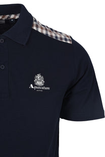 Aquascutum Club Check Details Polo Shirt Navy Aquascutum