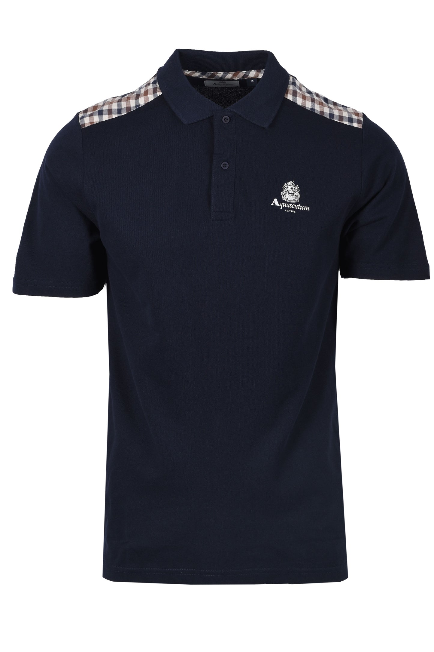Aquascutum Club Check Details Polo Shirt Navy