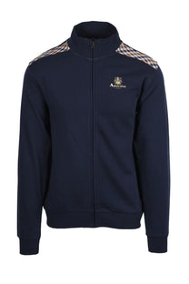 Aquascutum Club Check Shoulder Full Zip Sweatshirt Navy Aquascutum