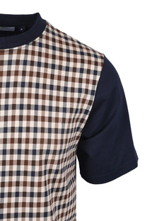 Aquascutum Side Club Check T-Shirt Navy Aquascutum