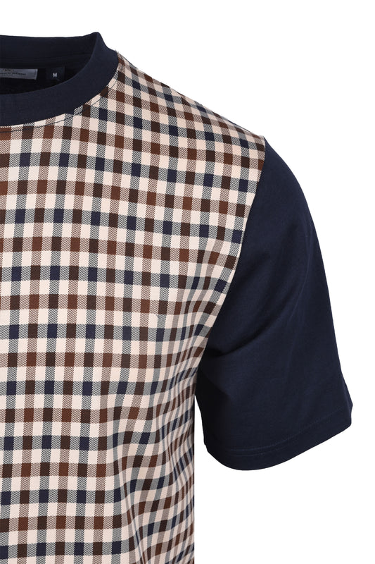 Aquascutum Side Club Check T-Shirt Navy