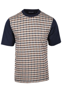 Aquascutum Side Club Check T-Shirt Navy Aquascutum