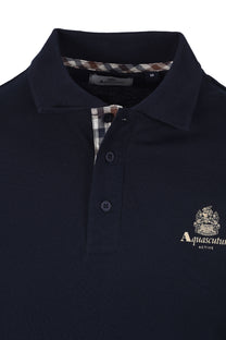 Aquascutum Small Logo Piquet Polo Shirt Navy Aquascutum