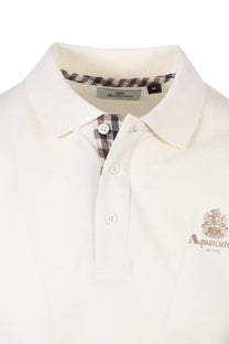 Aquascutum Small Logo Piquet Polo Shirt Old White Aquascutum