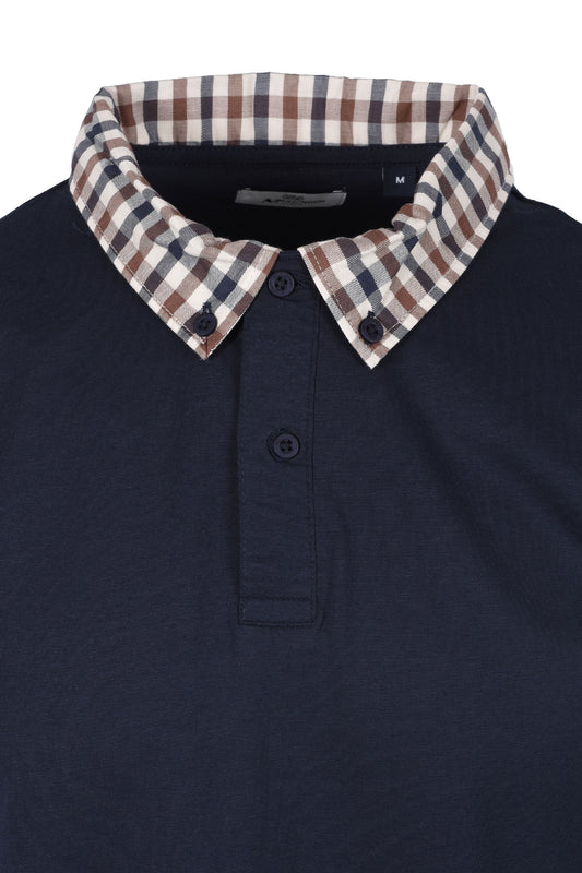 Aquascutum Supima Club Check Polo Shirt Navy
