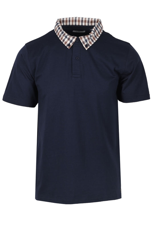 Aquascutum Supima Club Check Polo Shirt Navy