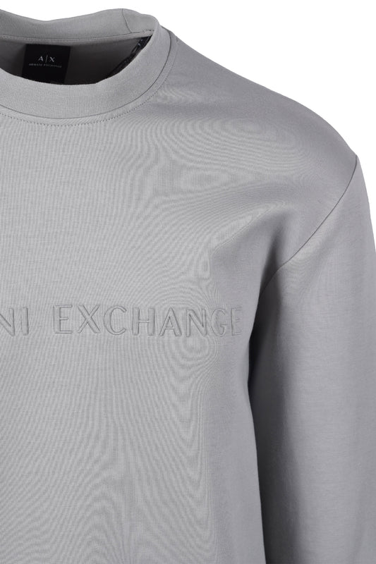 Armani Exchange Jersey Crew Neck Sweatshirt Neutral Gray