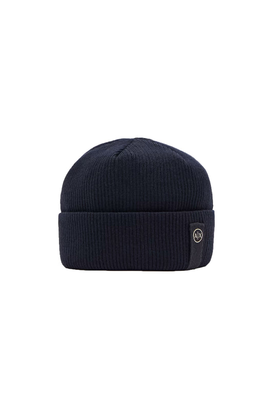 Armani Exchange Knitted Beanie Hat Deep Navy