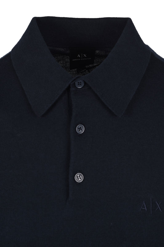 Armani Exchange Knitted Polo Shirt Navy