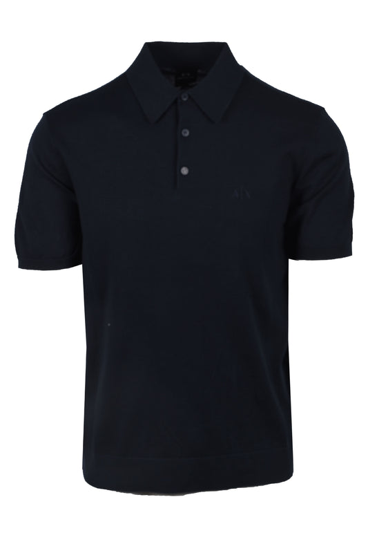 Armani Exchange Knitted Polo Shirt Navy