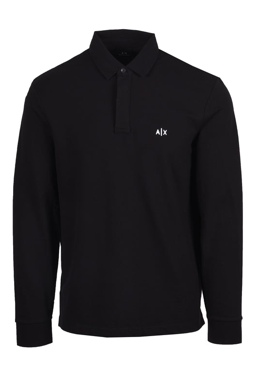 Armani Exchange Long Sleeve Polo Shirt Black