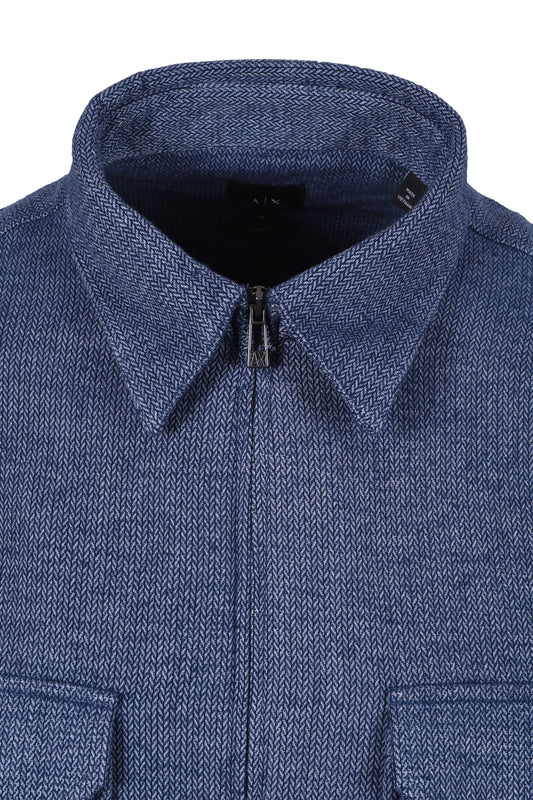 Armani Exchange Overshirt Blue Herringbone
