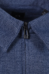 Armani Exchange Overshirt Blue Herringbone Armani Exchange
