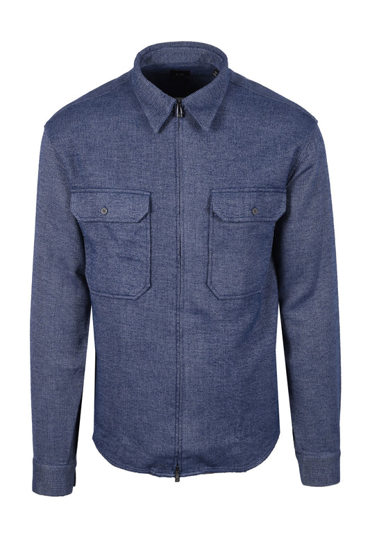 Armani Exchange Overshirt Blue Herringbone