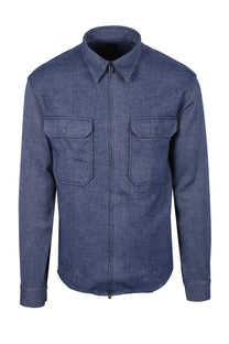 Armani Exchange Overshirt Blue Herringbone Armani Exchange
