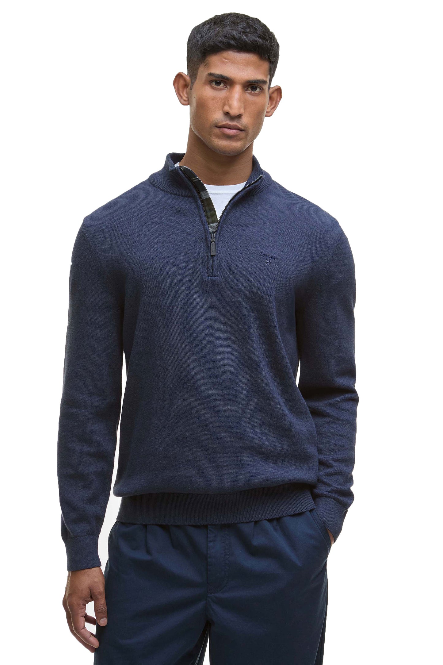 BARBOUR AVOCH HALF ZIP NAVY MARL