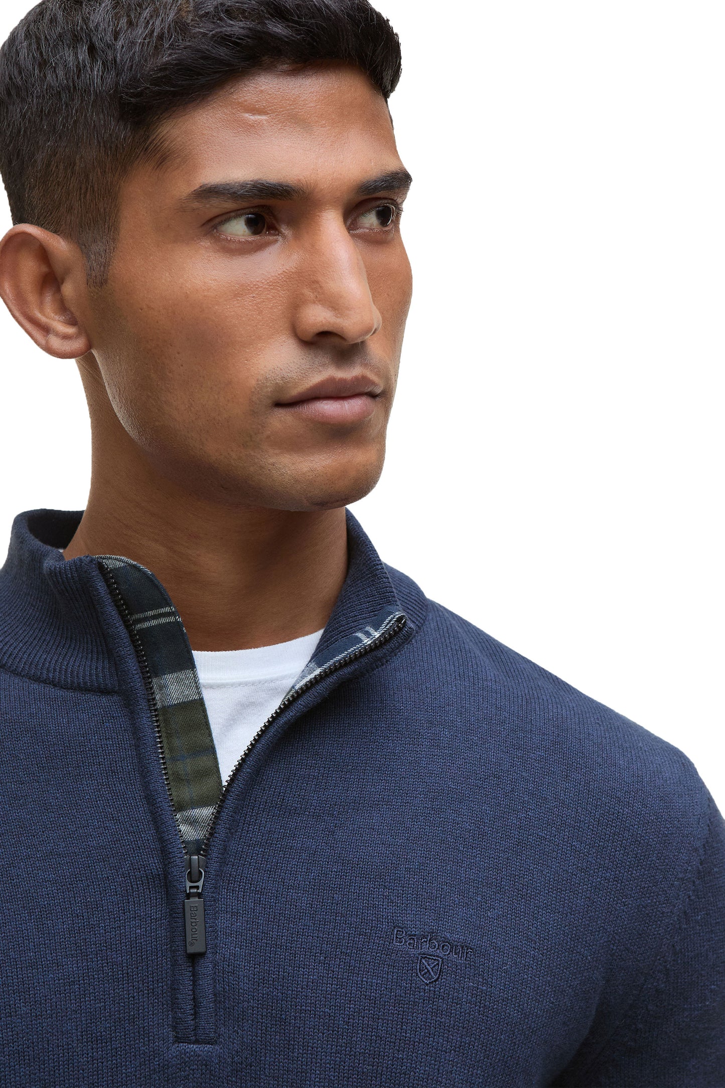 BARBOUR AVOCH HALF ZIP NAVY MARL