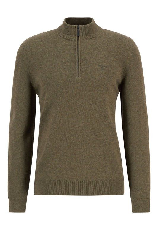BARBOUR AVOCH HALF ZIP OLIVE MARL
