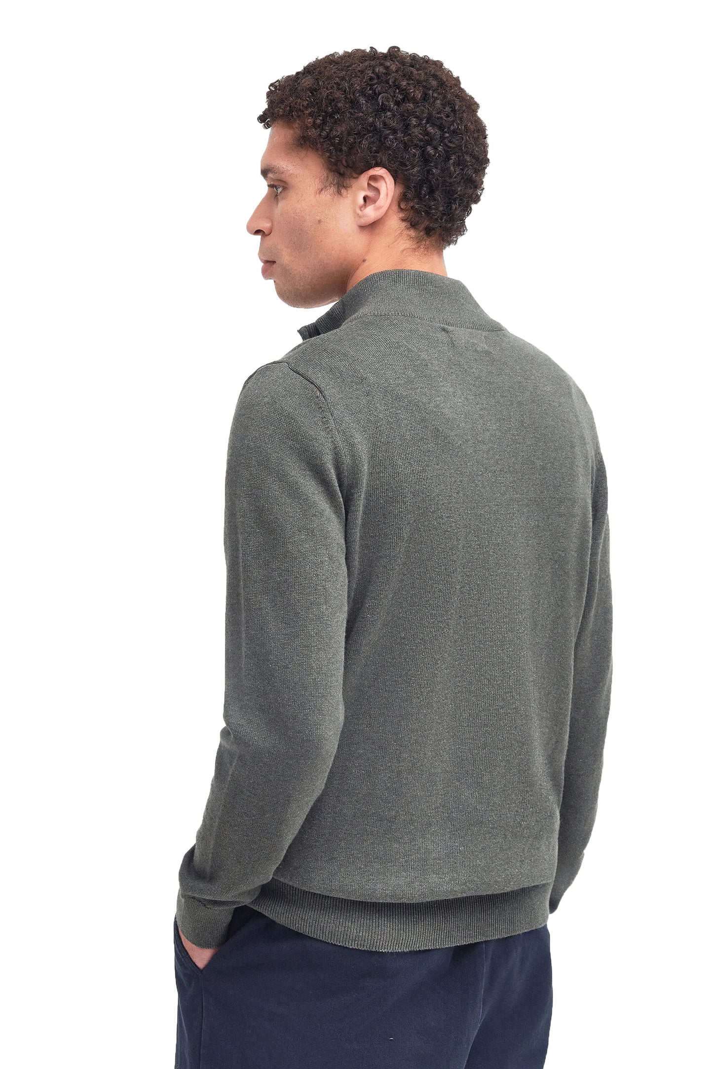 BARBOUR COTTON HALF ZIP KNITWEAR OLIVE MARL