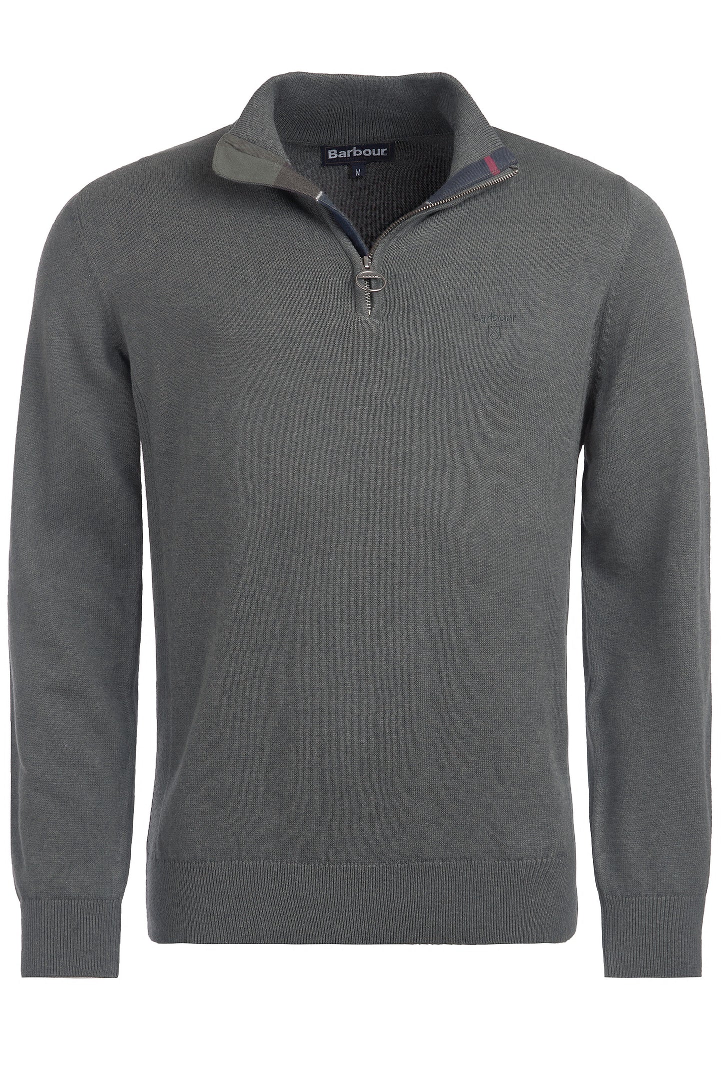 BARBOUR COTTON HALF ZIP KNITWEAR OLIVE MARL