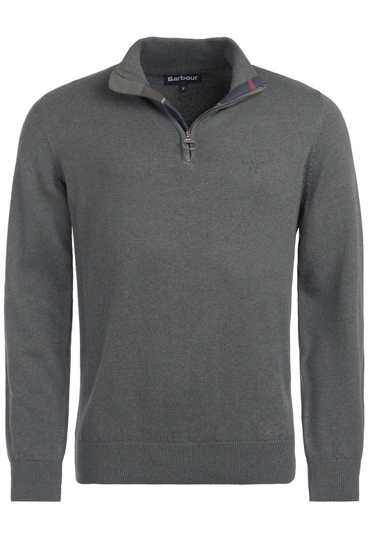 BARBOUR COTTON HALF ZIP KNITWEAR OLIVE MARL