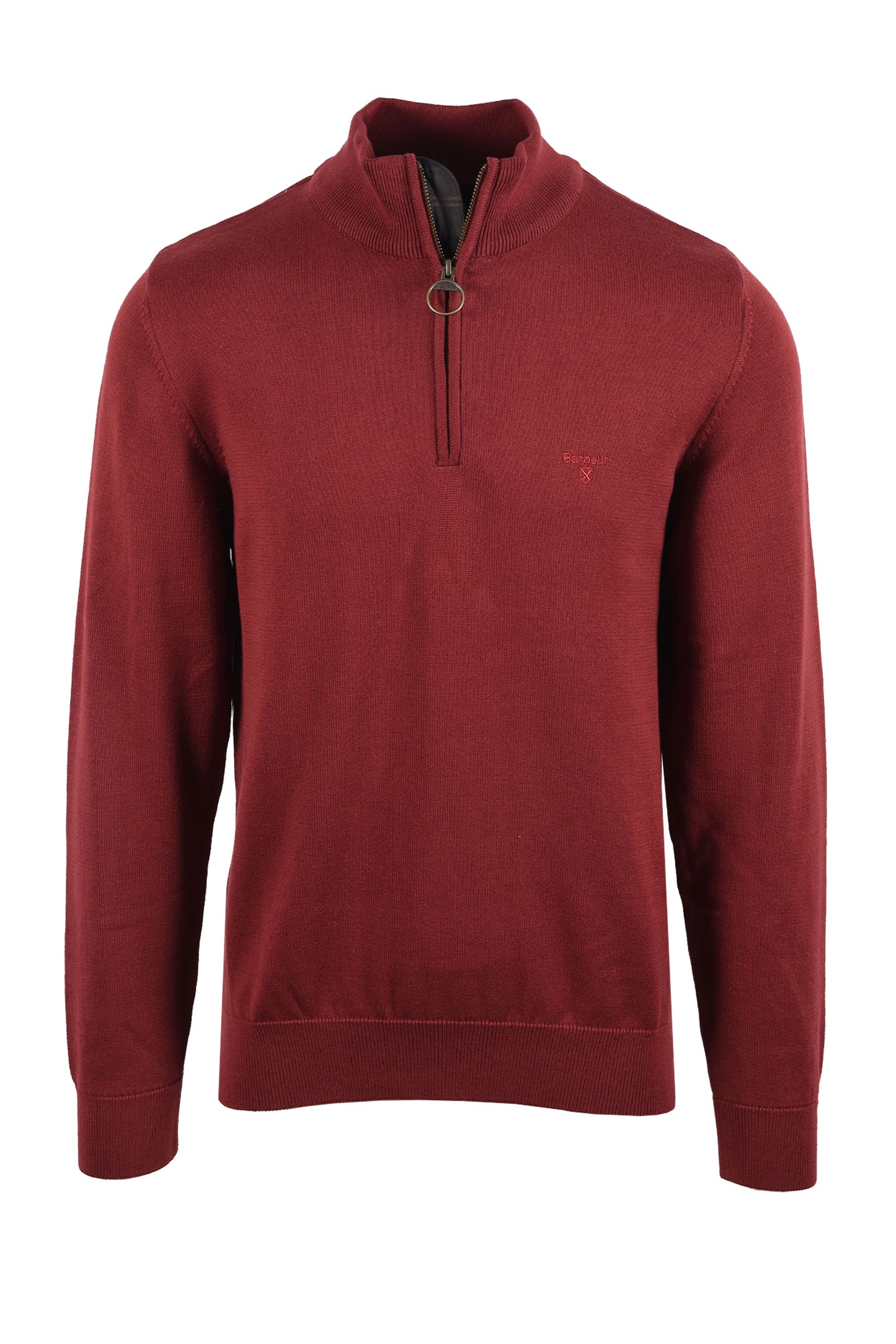 BARBOUR COTTON HALF ZIP RUSSET Barbour Michael Stewart Menswear  Knitwear