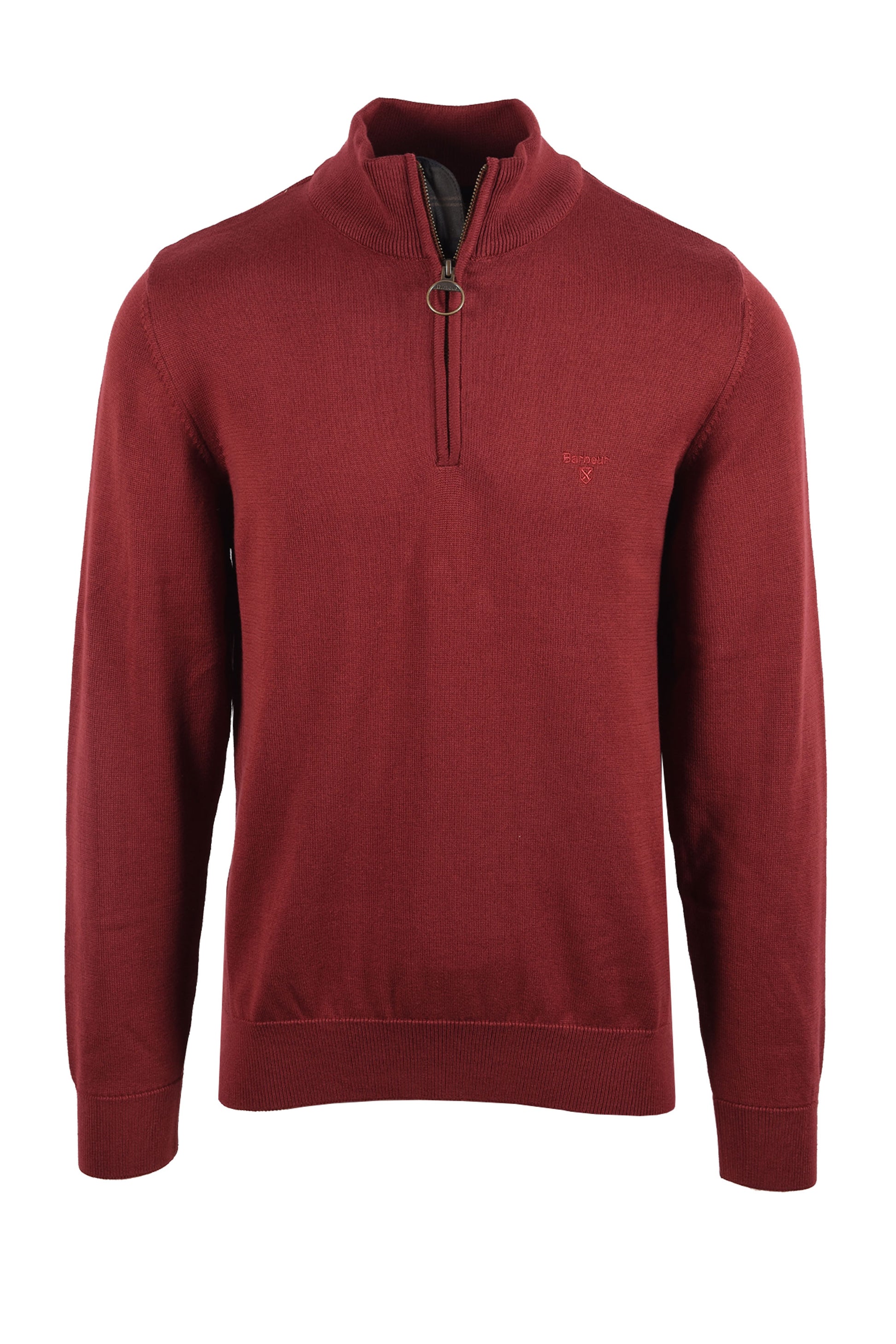 BARBOUR COTTON HALF ZIP RUSSET Barbour Michael Stewart Menswear  Knitwear