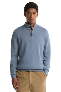 BARBOUR COTTON HALF ZIP TARN BLUE Barbour Michael Stewart Menswear  Knitwear
