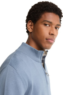 BARBOUR COTTON HALF ZIP TARN BLUE Barbour Michael Stewart Menswear  Knitwear