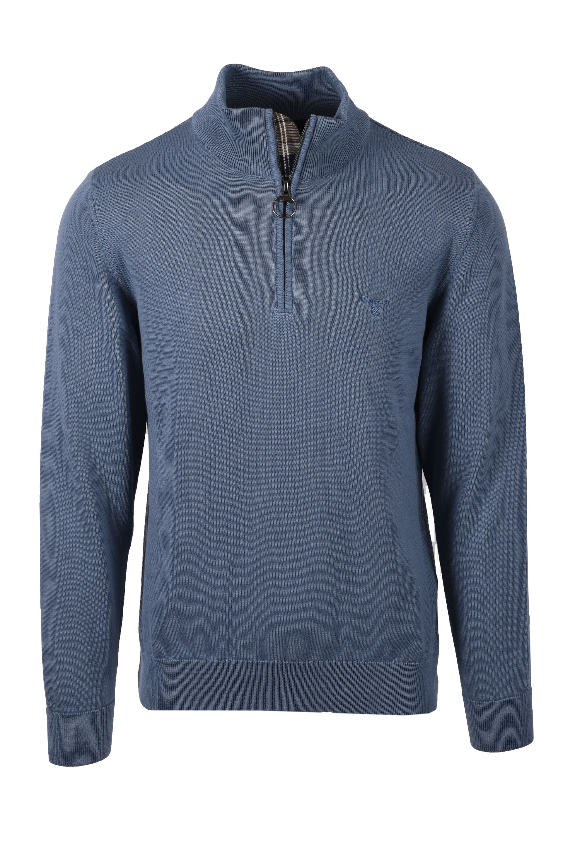 BARBOUR COTTON HALF ZIP TARN BLUE Barbour Michael Stewart Menswear  Knitwear