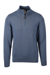 BARBOUR COTTON HALF ZIP TARN BLUE Barbour Michael Stewart Menswear  Knitwear